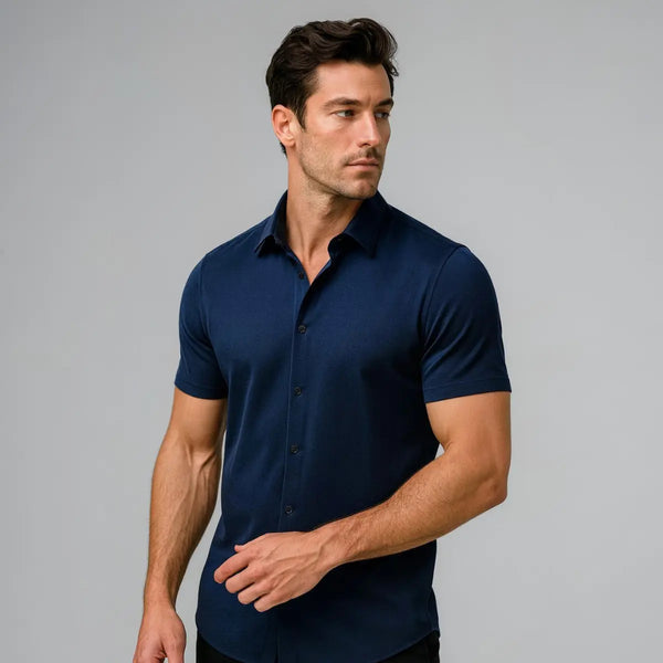 Camicia Aderente a Maniche Corte