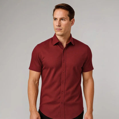 Camicia Aderente a Maniche Corte